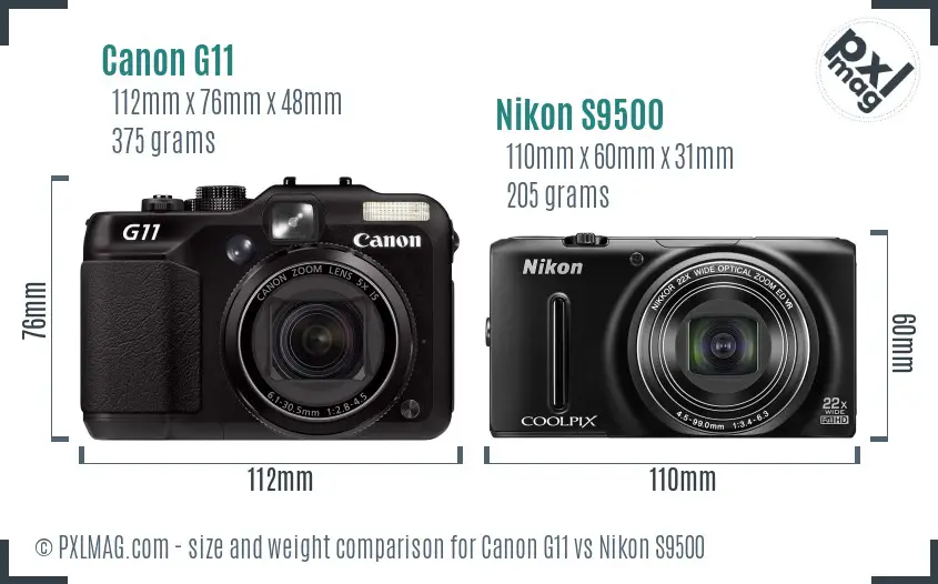 Canon G11 vs Nikon S9500 size comparison