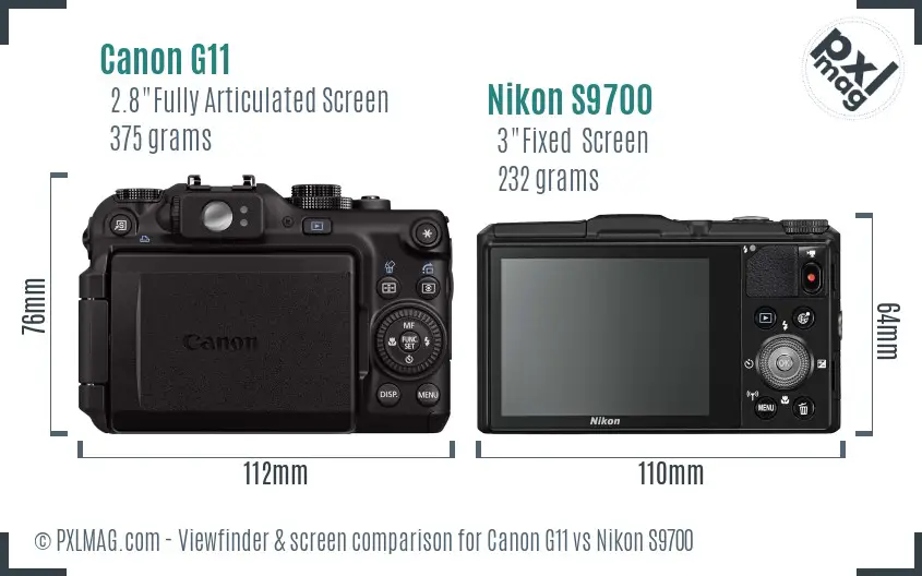 Canon G11 vs Nikon S9700 Screen and Viewfinder comparison