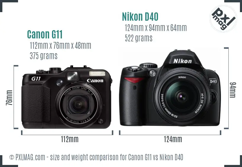 Canon G11 vs Nikon D40 size comparison Canon G11 vs Nikon D40 size comparison