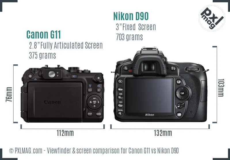 Canon G11 vs Nikon D90 Screen and Viewfinder comparison Canon G11 vs Nikon D90 Screen and Viewfinder comparison
