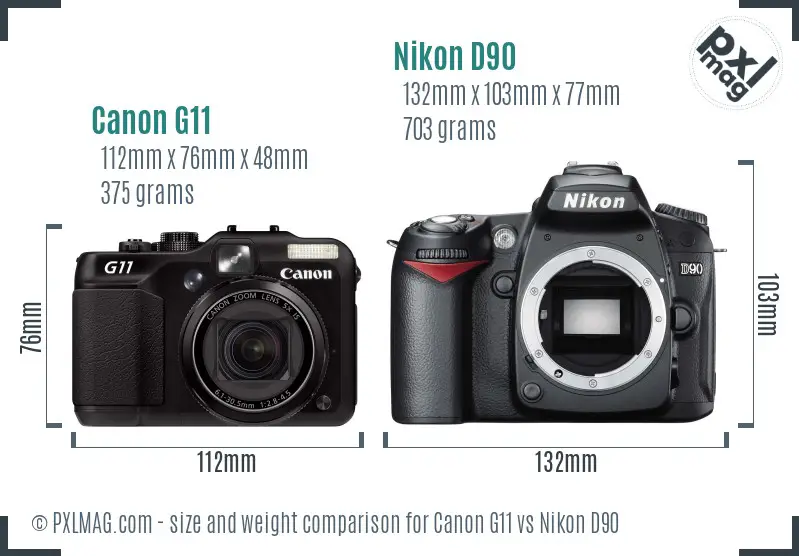 Canon G11 vs Nikon D90 size comparison Canon G11 vs Nikon D90 size comparison