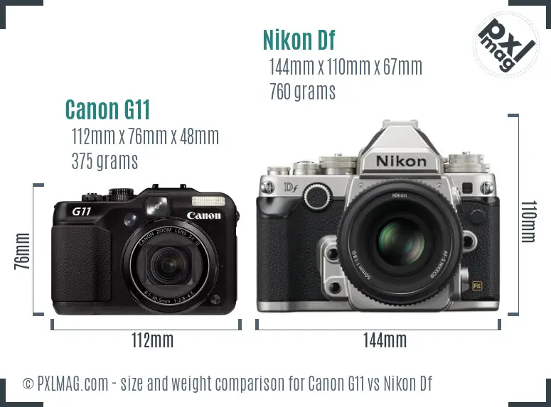 Canon G11 vs Nikon Df size comparison Canon G11 vs Nikon Df size comparison