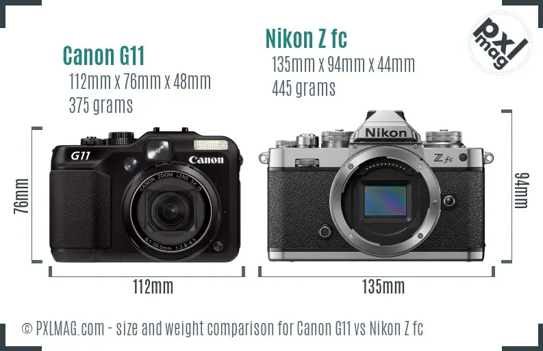 Canon G11 vs Nikon Z fc size comparison Canon G11 vs Nikon Z fc size comparison