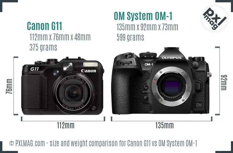 Canon G11 vs OM System OM-1 size comparison Canon G11 vs OM System OM-1 size comparison