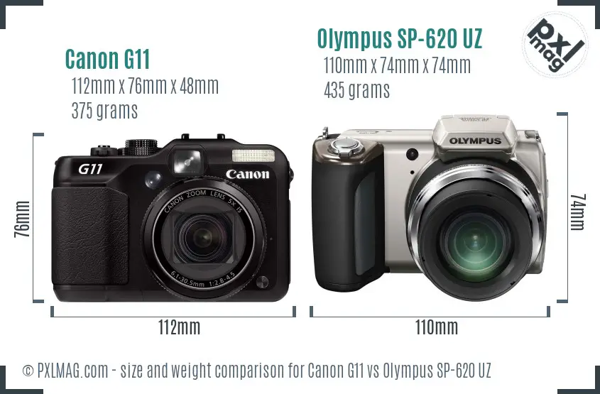 Canon G11 vs Olympus SP-620 UZ size comparison