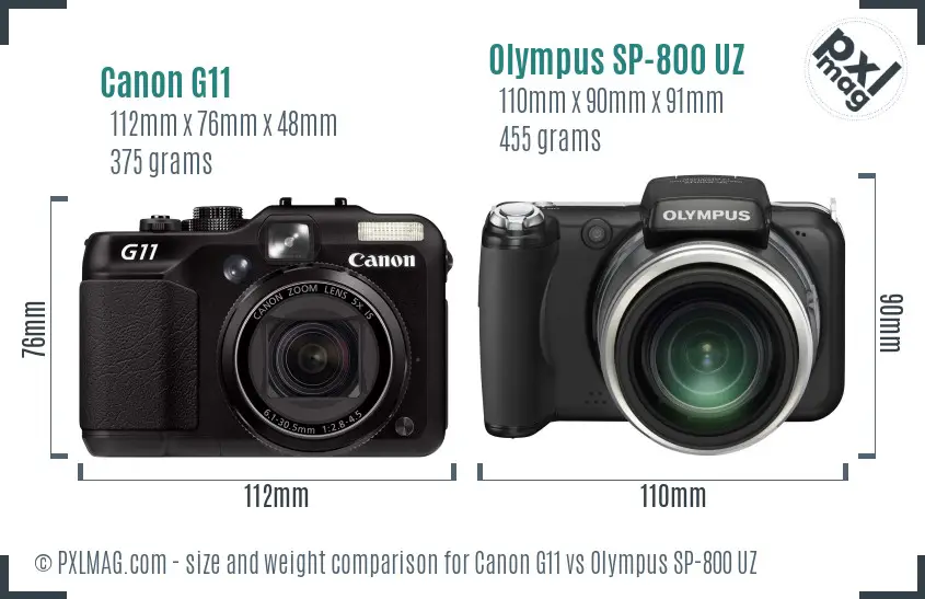 Canon G11 vs Olympus SP-800 UZ size comparison