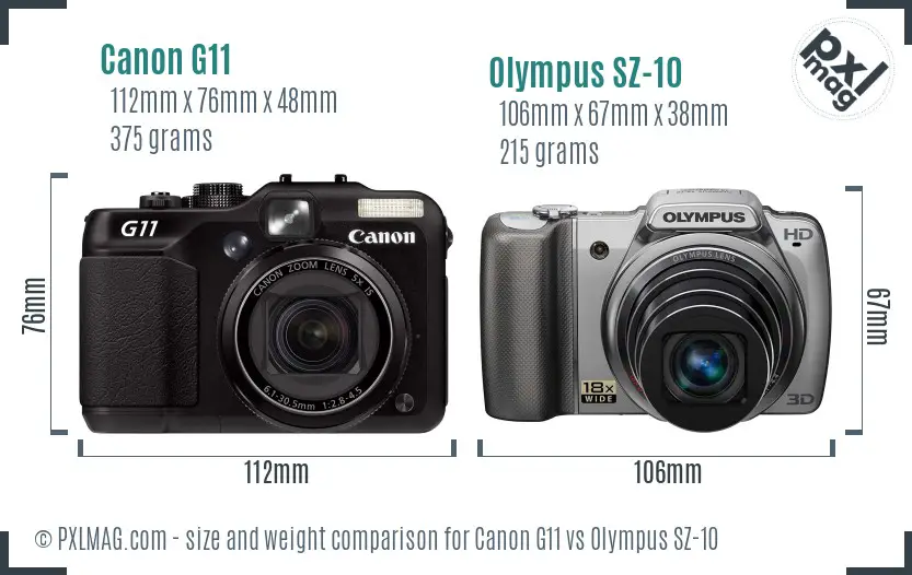Canon G11 vs Olympus SZ-10 size comparison