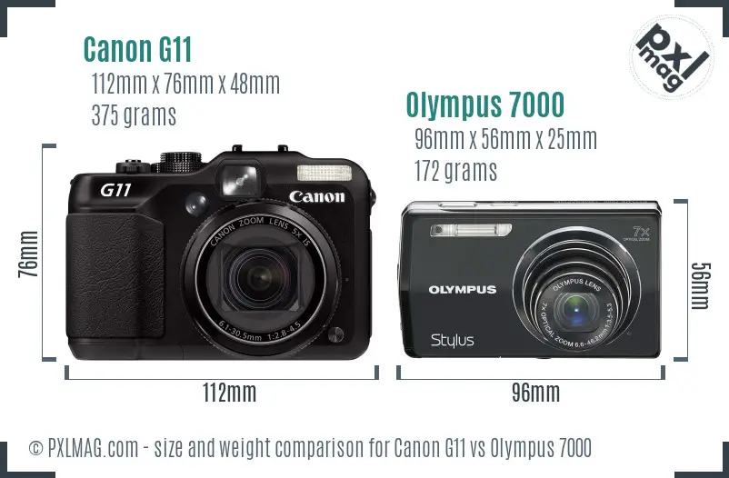 Canon G11 vs Olympus 7000 size comparison