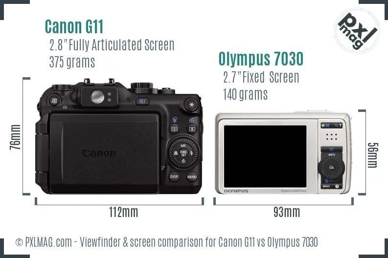 Canon G11 vs Olympus 7030 Screen and Viewfinder comparison