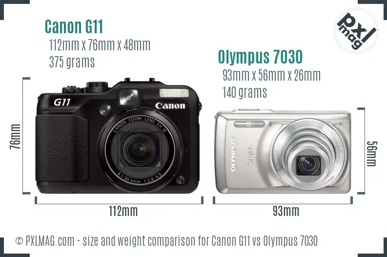 Canon G11 vs Olympus 7030 size comparison