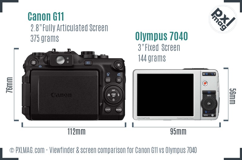 Canon G11 vs Olympus 7040 Screen and Viewfinder comparison