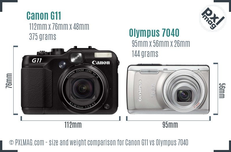 Canon G11 vs Olympus 7040 size comparison