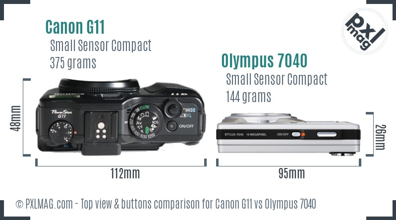 Canon G11 vs Olympus 7040 top view buttons comparison