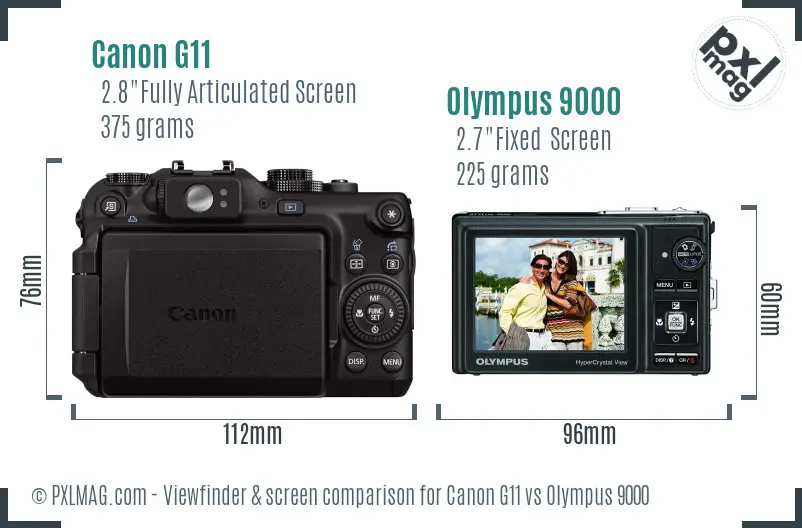 Canon G11 vs Olympus 9000 Screen and Viewfinder comparison