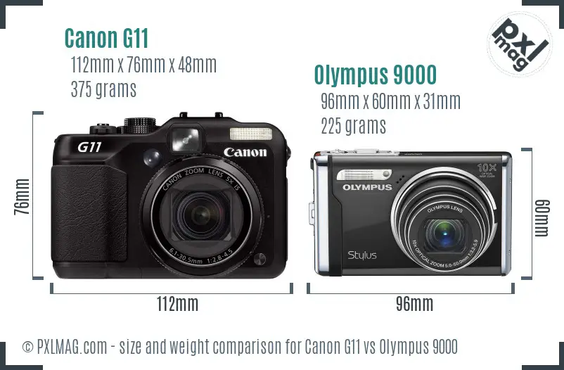 Canon G11 vs Olympus 9000 size comparison