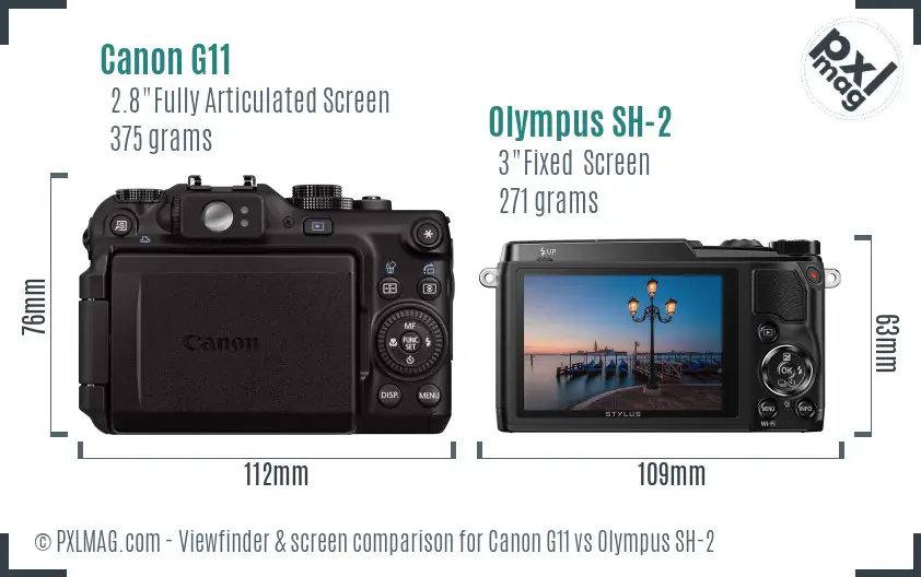 Canon G11 vs Olympus SH-2 Screen and Viewfinder comparison