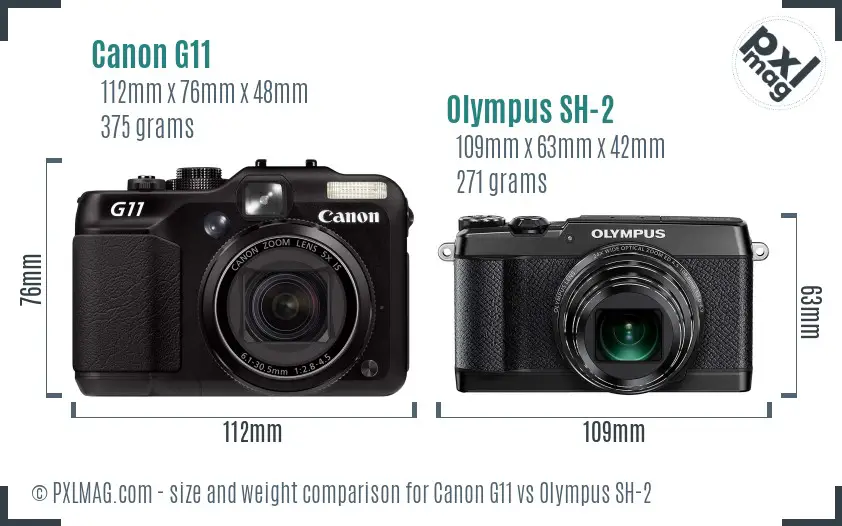 Canon G11 vs Olympus SH-2 size comparison