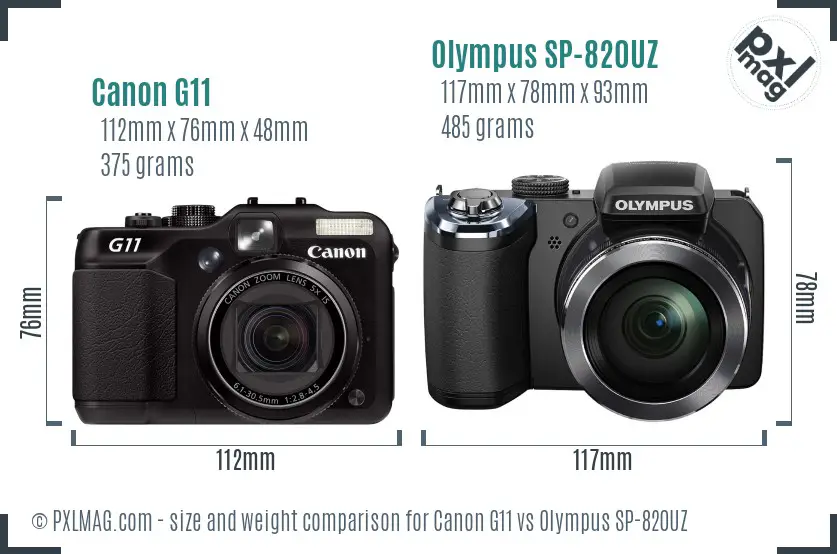 Canon G11 vs Olympus SP-820UZ size comparison