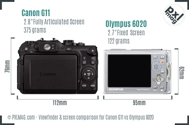 Canon G11 vs Olympus 6020 Screen and Viewfinder comparison Canon G11 vs Olympus 6020 Screen and Viewfinder comparison