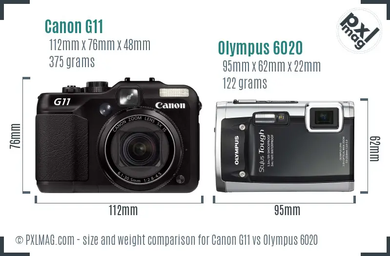 Canon G11 vs Olympus 6020 size comparison Canon G11 vs Olympus 6020 size comparison