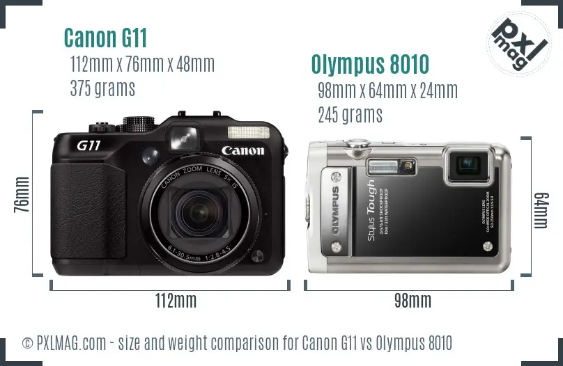 Canon G11 vs Olympus 8010 size comparison