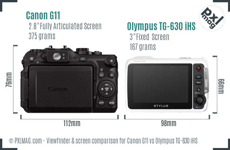 Canon G11 vs Olympus TG-630 iHS Screen and Viewfinder comparison