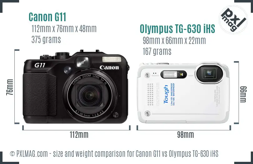 Canon G11 vs Olympus TG-630 iHS size comparison