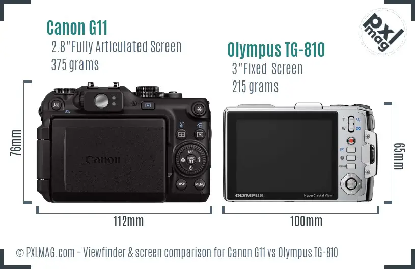 Canon G11 vs Olympus TG-810 Screen and Viewfinder comparison