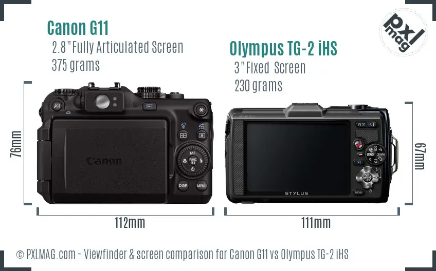 Canon G11 vs Olympus TG-2 iHS Screen and Viewfinder comparison