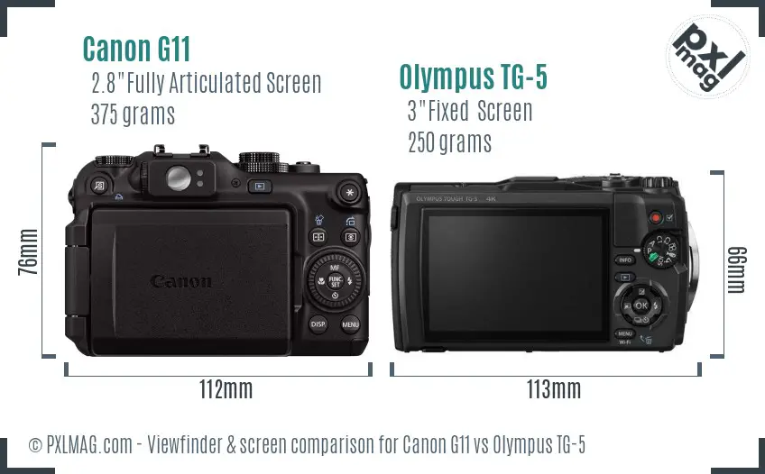 Canon G11 vs Olympus TG-5 Screen and Viewfinder comparison