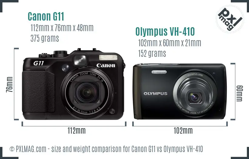 Canon G11 vs Olympus VH-410 size comparison