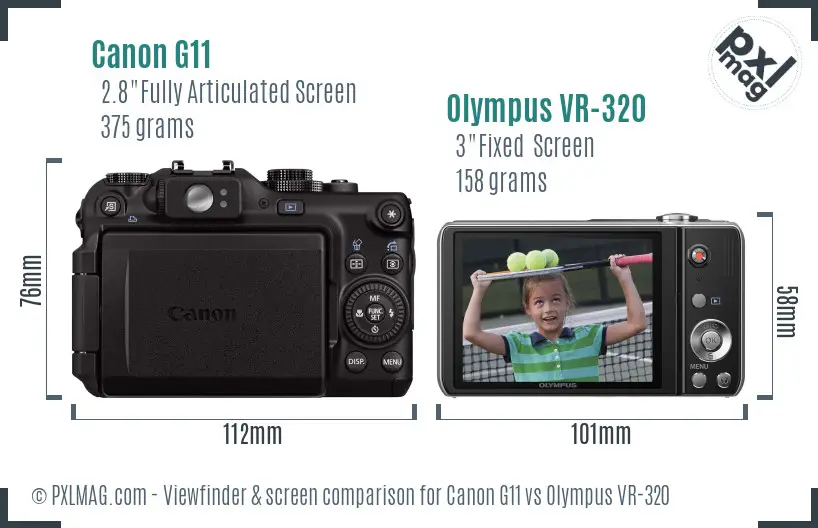 Canon G11 vs Olympus VR-320 Screen and Viewfinder comparison