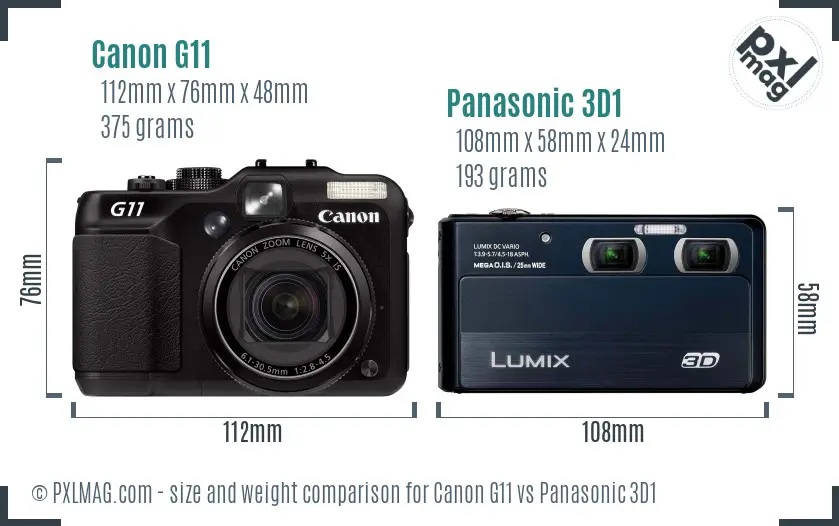 Canon G11 vs Panasonic 3D1 size comparison Canon G11 vs Panasonic 3D1 size comparison