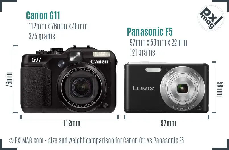 Canon G11 vs Panasonic F5 size comparison
