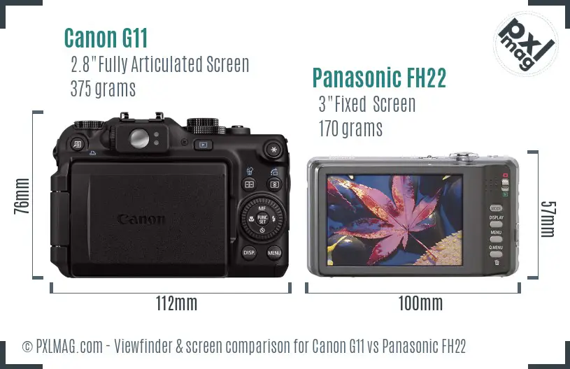 Canon G11 vs Panasonic FH22 Screen and Viewfinder comparison Canon G11 vs Panasonic FH22 Screen and Viewfinder comparison