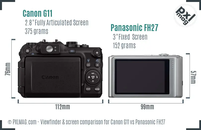Canon G11 vs Panasonic FH27 Screen and Viewfinder comparison Canon G11 vs Panasonic FH27 Screen and Viewfinder comparison