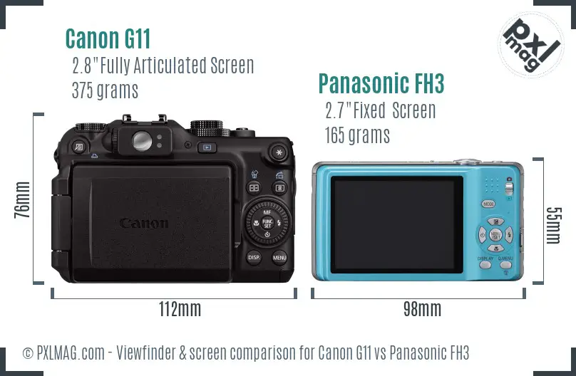 Canon G11 vs Panasonic FH3 Screen and Viewfinder comparison Canon G11 vs Panasonic FH3 Screen and Viewfinder comparison