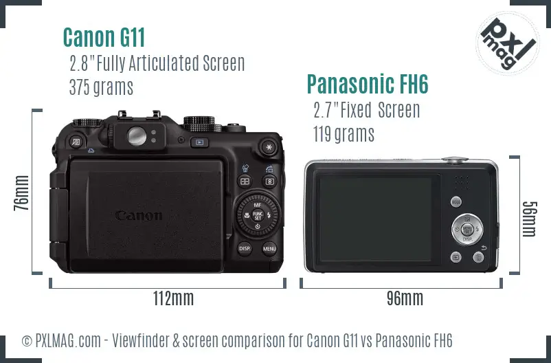 Canon G11 vs Panasonic FH6 Screen and Viewfinder comparison