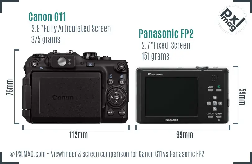 Canon G11 vs Panasonic FP2 Screen and Viewfinder comparison Canon G11 vs Panasonic FP2 Screen and Viewfinder comparison