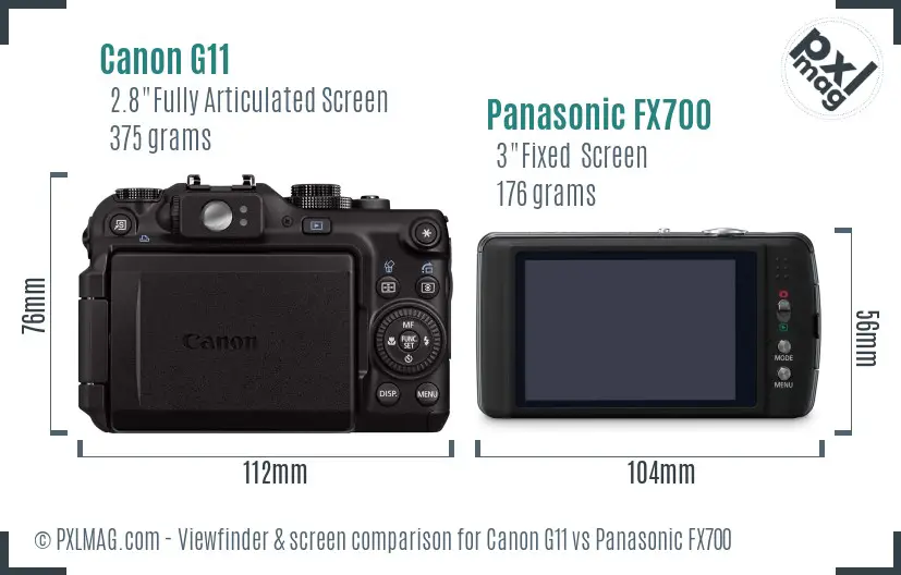 Canon G11 vs Panasonic FX700 Screen and Viewfinder comparison Canon G11 vs Panasonic FX700 Screen and Viewfinder comparison