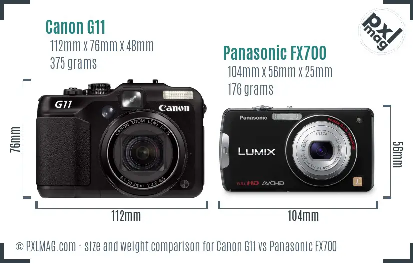 Canon G11 vs Panasonic FX700 size comparison Canon G11 vs Panasonic FX700 size comparison