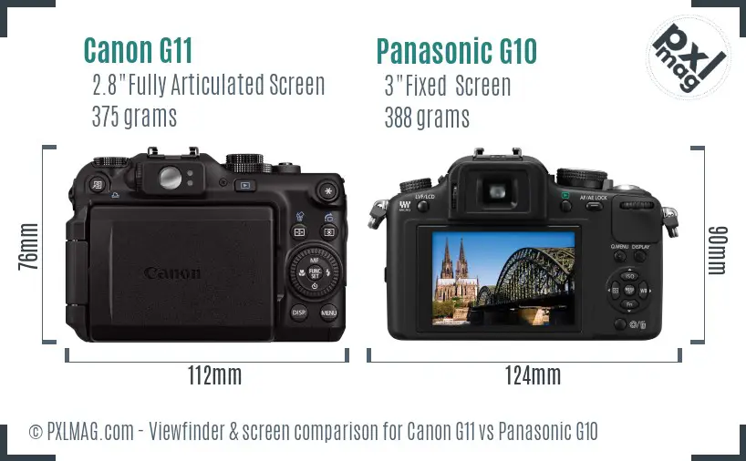 Canon G11 vs Panasonic G10 Screen and Viewfinder comparison Canon G11 vs Panasonic G10 Screen and Viewfinder comparison