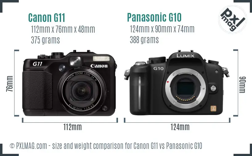Canon G11 vs Panasonic G10 size comparison Canon G11 vs Panasonic G10 size comparison