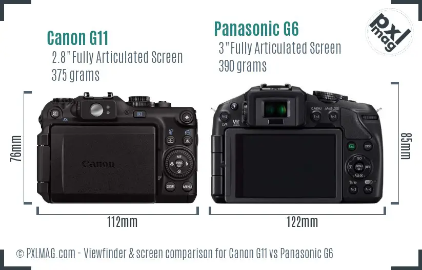 Canon G11 vs Panasonic G6 Screen and Viewfinder comparison Canon G11 vs Panasonic G6 Screen and Viewfinder comparison