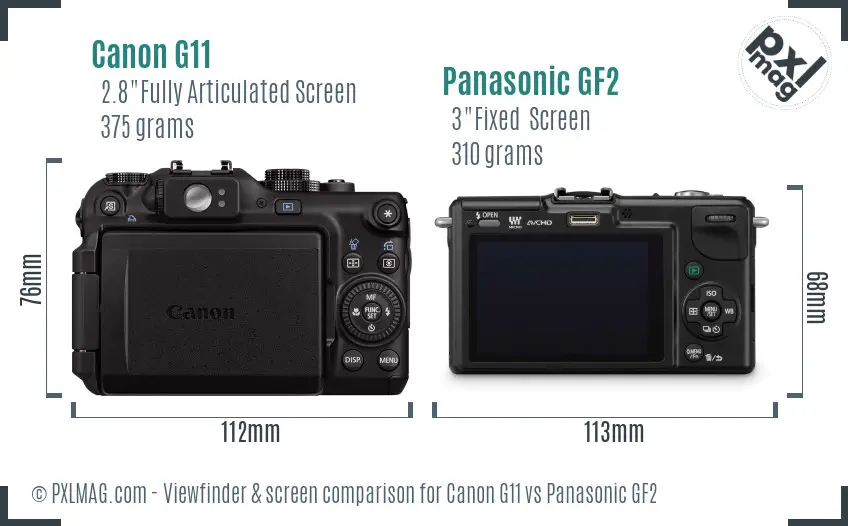 Canon G11 vs Panasonic GF2 Screen and Viewfinder comparison Canon G11 vs Panasonic GF2 Screen and Viewfinder comparison