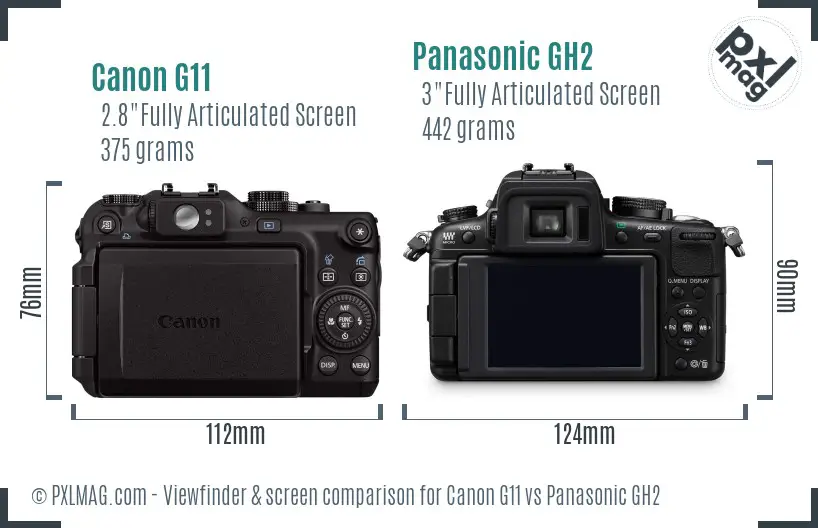 Canon G11 vs Panasonic GH2 Screen and Viewfinder comparison