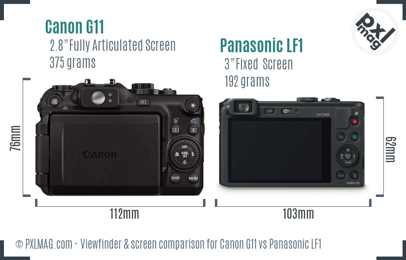Canon G11 vs Panasonic LF1 Screen and Viewfinder comparison