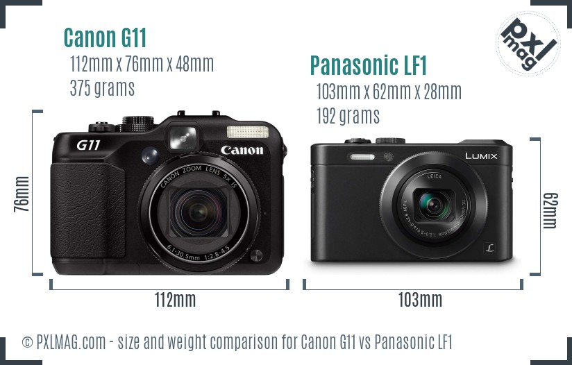 Canon G11 vs Panasonic LF1 size comparison