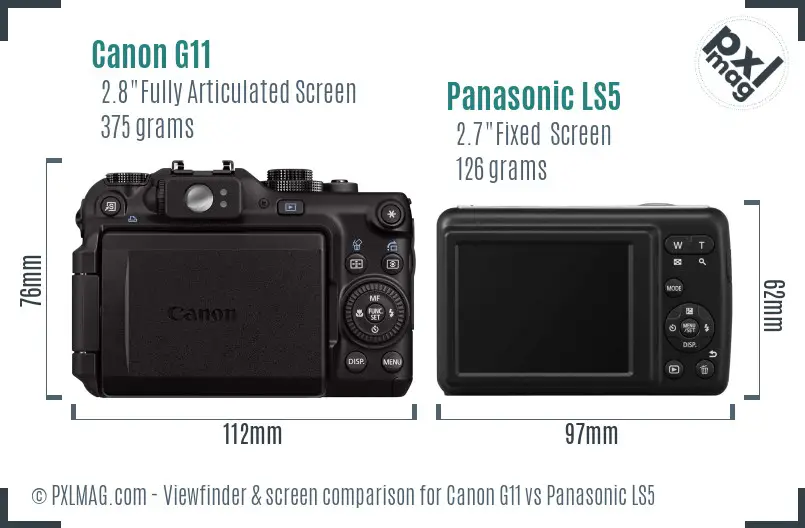 Canon G11 vs Panasonic LS5 Screen and Viewfinder comparison Canon G11 vs Panasonic LS5 Screen and Viewfinder comparison