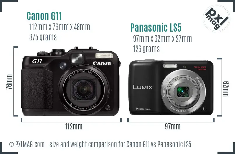 Canon G11 vs Panasonic LS5 size comparison Canon G11 vs Panasonic LS5 size comparison